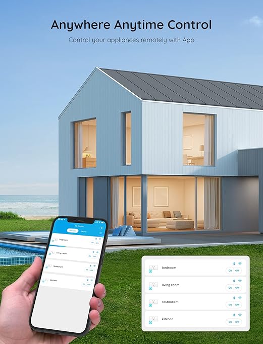 Govee Smart Plug 15A, WiFi Bluetooth Outlet 1 Pack Work with Alexa and Google Assistant, WiFi Plugs with Multiple Timers, Govee Home APP Group Control Remotely, No Hub Required, ETL&FCC Certified
