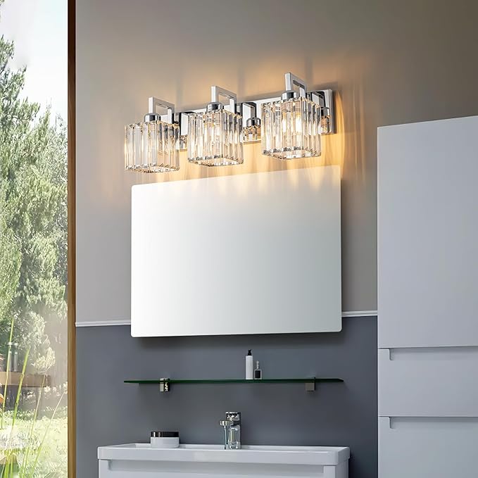 19.5" KnurledBrassWallSconcesSetof2,BronzeBathroomVanityLightFixtureswithWaterRipplesGlassTube,ModernLampforBedroom,LivingRoom,Hallway,Staise,Mirror,Kitchen