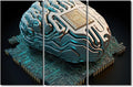 3 Panel Wall Art for Living Room, AI Pictures Print On Canvas Artwork, Computational Performance Framed Wall Art Computer Chip Canvas Posters Art Ready to Hang, 42" Wx28 H