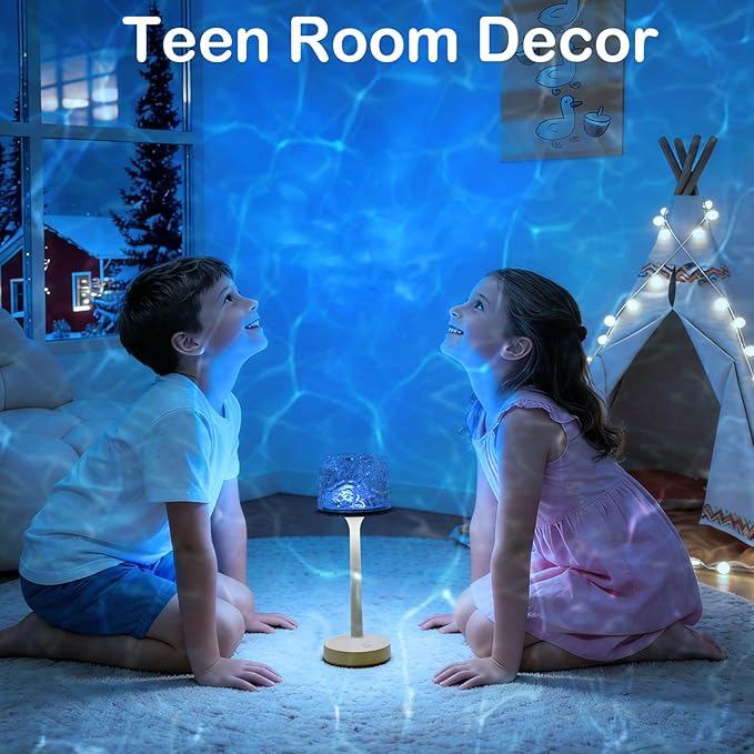 Cordless Shower Lamp,Bedside Lamp,Touch Ocean Wave Projector Light,3 Way Color Temperature,16 Color Changing Light,Dimmable,Rechargeable Aurora Night Lights for Bedroom Bathroom, Waterproof
