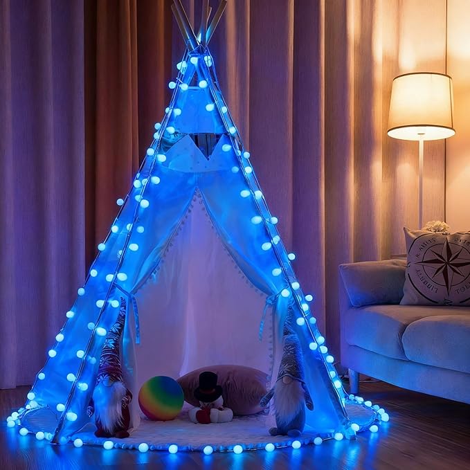 Mini Globe String Lights USB Plug in 38ft 100 Led Fairy Lights with Remote Timer Dimmable 8 Modes for Indoor Outdoor Bedroom Dorm Garden Birthday Party Camping Wedding Christmas Tree Decoration, Blue