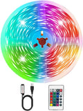 LED Strip Lights 32.8ft LED Lights for Bedroom,TV Backlight, Party,Gaming Room, Home RGB Decor USB Powered Plug & Play with Remote Con