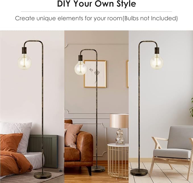 BoostArea Floor Lamp, Bronze Industrial Floor Lamp, 63 Inch Antique Standing Lamp, E26 Socket, Whole Metal, ETL Listed, Modern Stand Up Lamp for Bedroom, Living Room, Minimalist, Vintage, Mid Century