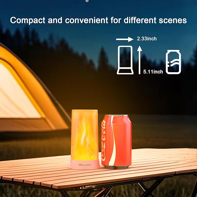 Morsatie【Upgraded LED Flame Light, Rechargeable Flickering Flameless Candles, 4 Modes Battery Operated Candles with Upside Down Effect, Waterproof LED Candles for Indoor Outdoor 2 PCS