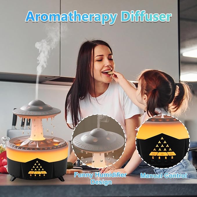 Essential Oils Diffusers for Home 350ml, Aromatherapy Diffusers for Essential Oils Large Room with R/C, 7 Color & 3 Lighting, Cool Mist Humidifiers for Bedroom & 3 Timers Office Yoga Black