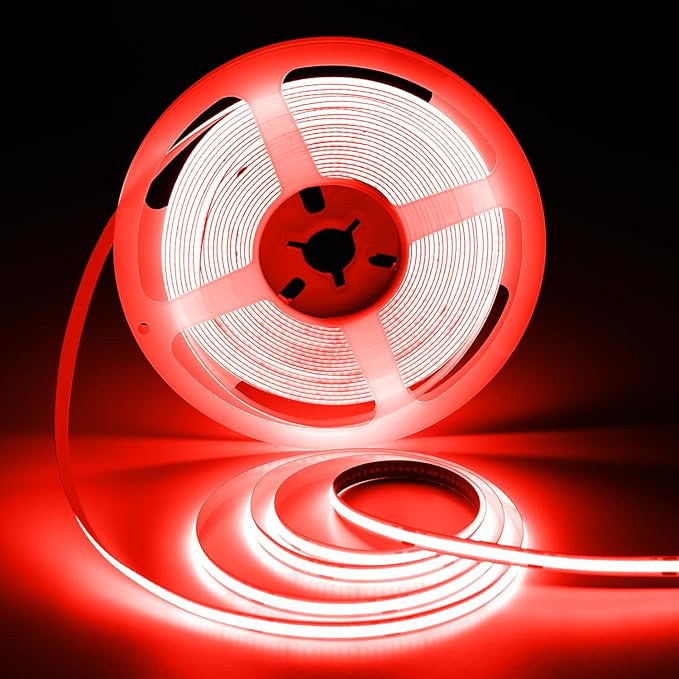 32.8FT/10M Red COB LED Strip Lights, Cuttable LED Tape Lights 3200 LEDs High Bright CRI 93+ Flexible Light Kit for Bedroom, TV Backlight, Mirror, Gaming Room Decor(No Plug)