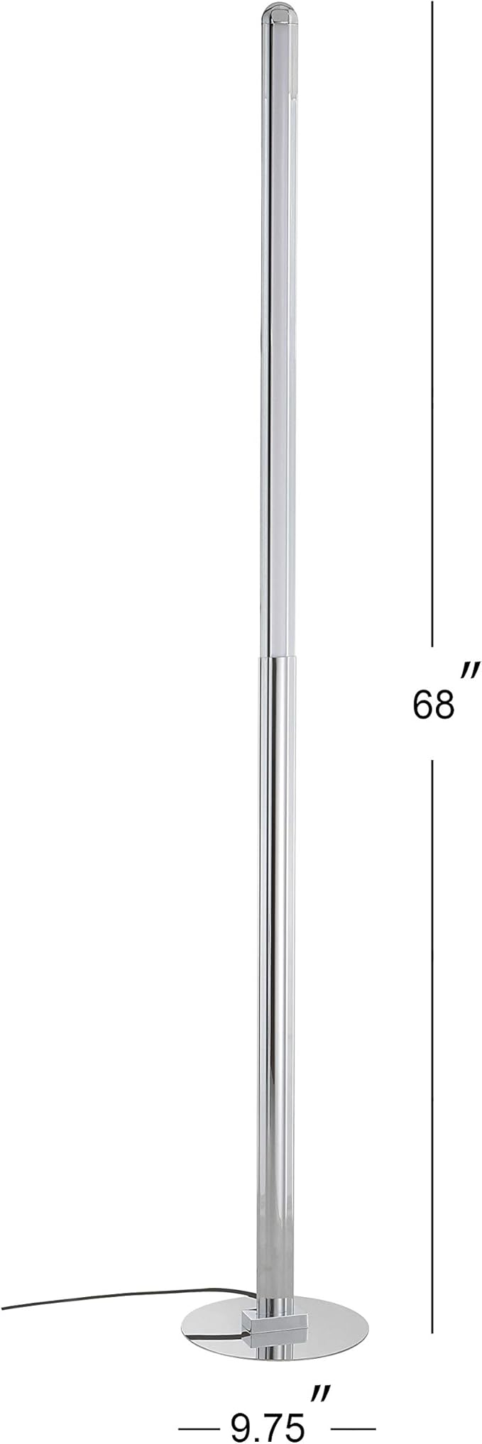 Eyely EYL7011A Liam 68" Integrated LED Metal Floor Lamp for Reading Room, Living Room, Office, Bedroom, Minimalistic, Modern, Contemporary, Chrome