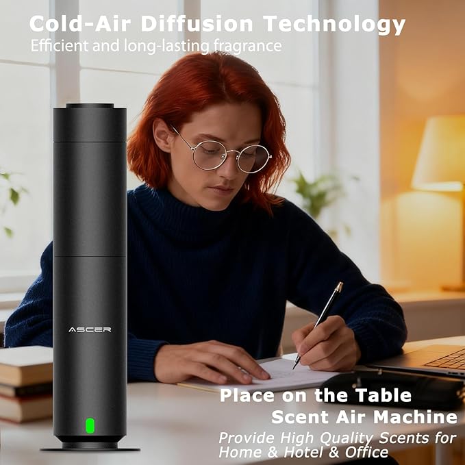 Diffuser - Hotel Scent Diffuser Machine - Remoter & APP Control - Studio Scent Diffusers for Whole House - Scent Air Machine for Home - Waterless Essential Oil Diffusers for Large Room,Office - Black