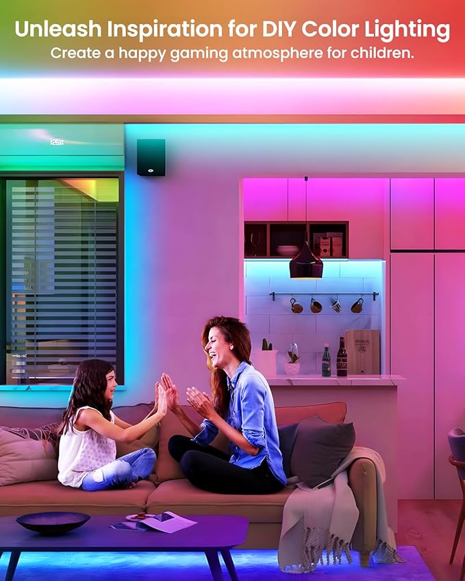 Pak LED Lights for Bedroom 6.6ft, Smart RGB+IC LED Strip Lights with App, Music Sync Color Changing Flexible LED Lights with 64 Scene Modes for Party, Home, Christmas, Halloween Decor