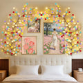 Macaroon Rose Blossom Enchanted Willow Vine Lights, 7.55FT 144LED 6 Color Blossom Tree Branch Lights for Wall, Remote Timer,8 Light Model,Bedroom Wall Doors Wedding, Christmas, USB Battery Box