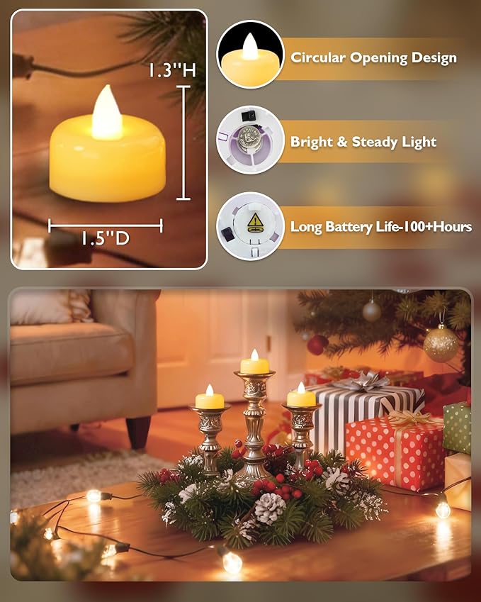 Raycare 150Pack Flameless Candles, Battery Operated LED Tea Lights, Long Lasting Fake Candles, Electric Candles for Wedding, Holiday Party, Centerpieces, Home Decor, Halloween, Christmas