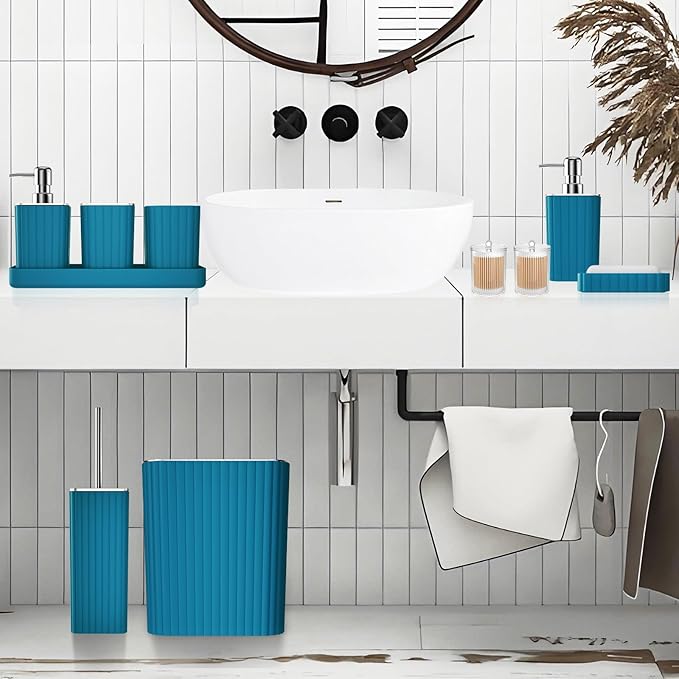XLHOMO Bathroom Set - 28PC Gorgeous Teal Bathroom Set with Shower Curtain, Bathroom Accessory Set, Bathroom Sets with Shower Caddy