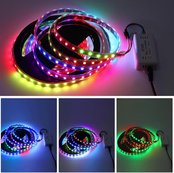 2-Pack SP105E LED Controller, Ws2812b Led Bluetooth Controller for Ws2811 SK6812 APA102 Smart IC Lights, DC5-24V Addressable LED Pixel Controller with 100+ Effects