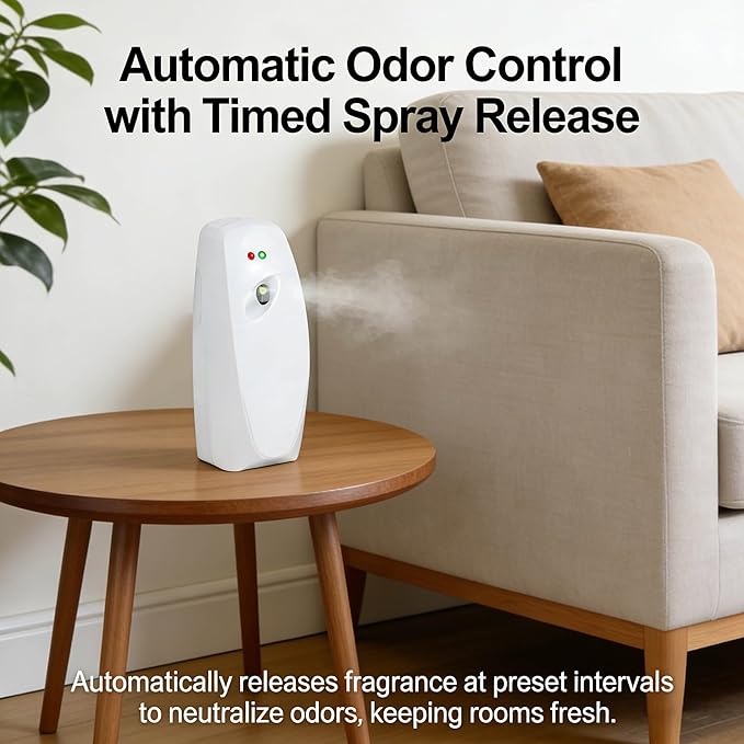 Automatic Air Freshener Dispensers, Timing Aromatherapy Diffuser for Bathroom, Office, Commercial & Home, 1 Pack Wall Mounted or Freestanding, White