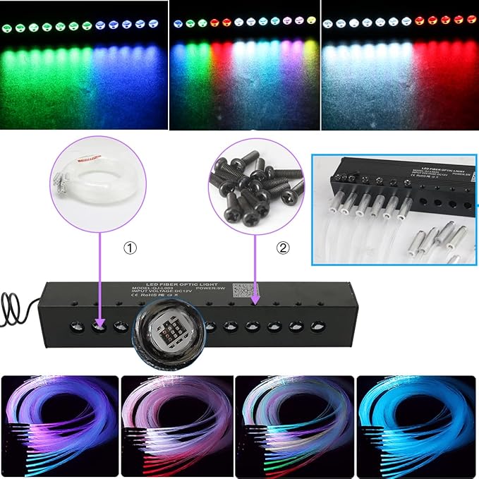 AZIMOM Updated Dual Color 50W Twinkle Fiber Optic Starlight Kits Mixed1330pcs 16.4ft Strands, RGB Meteor Shooting Star, Sound Activated APP/Remote Control Theater Ceiling Home Shop Lobby Roof Decor