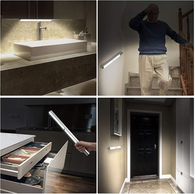 BLS LED Closet Light, T401 Super Bright Wireless Under Cabinet Lighting | Motion Sensor Light | Large 4500mAh Rechargeable Battery Powered | 6000K White Glow | 180 Days Battery Time