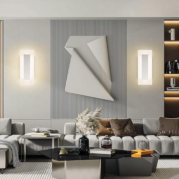 LMQNINE Modern LED Acrylic Wall Sconce Warm White Light 3000K for Bedroom Corridor Stairs Bathroom Indoor Lighting Fixture Lamps Home Room Decor (2-Pack)…
