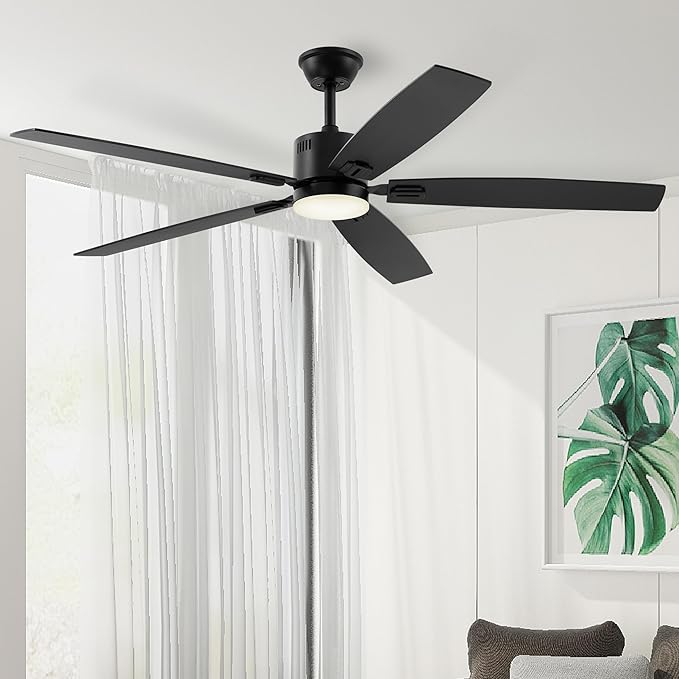 SUNMORY 62" Ceiling Fans with Lights and Remote/APP Control, Low Profile Ceiling Fan with Light, Reversible, Quiet 6 Speeds, Stepless Dimmable, Flush Mount Ceiling Fan for Bedroom Indoor/Outdoor Use
