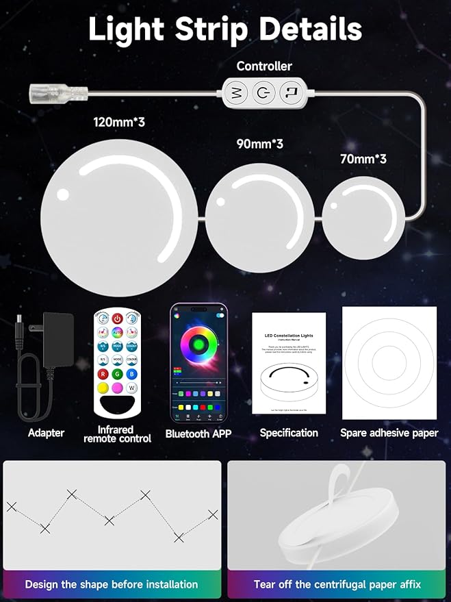 Smart LED Wall Lights, 9-Piece RGB LED Light with App & Remote Control, TV Backlights, Music Sync, Color-Changing, Ambient Lighting for Gaming, Bedroom, Living Room and Home Decor