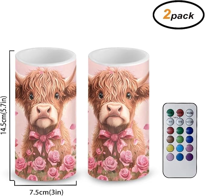 Valentines Day Decor Flameless Candles Battery Candles with Remote Control Pink LED Pillar Candles Electric Fake Plastic Candles for Home Room Bedroom Holiday Decorations Set of 2