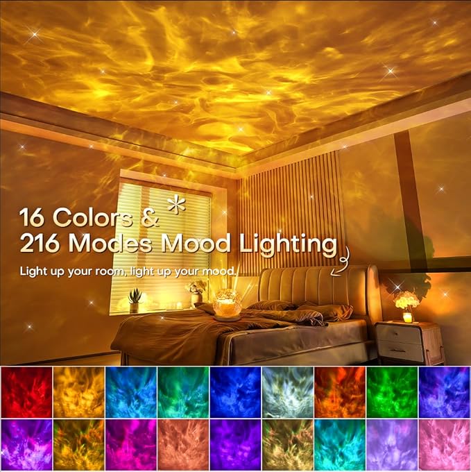 Ambient Lighting, 216 Modes Mood Lighting, 3-in-1 Sunset Lamp & Ocean Lamp & Northern Lights Projector with Remote, Room Lights for Bedroom,Gifts for Teenage Girls,13 Year Old Girl Gifts