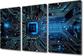 Artificial Intelligence Concept Wall Art Blue Circuit Board Pictures Bedroom Living Room 3 Piece Framed Modern Pictures Canvas Prints Artwork for Wall Decor Bathroom Office Decorations, (36"Wx24"H)