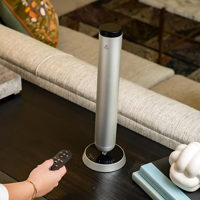 AromaPlan 5-Star Collection Rechargeable Waterless Diffuser (Fragrance Included)- Smart Cold Air Diffuser, Adjust Intensity & Timer, Long Battery Life- Aluminum Body, Luxury Scent Experience, Silver