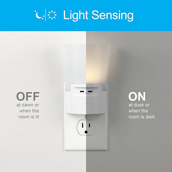 GE Ultrabrite Dimmable Sconce LED Night Light GEPlug-In, Energy Efficient, Dusk-to-Dawn Sensor, Adjustable Brightness, Ideal for Bedroom, Bathroom, Hallway, Nursery, White, 45123, 1 Pack,