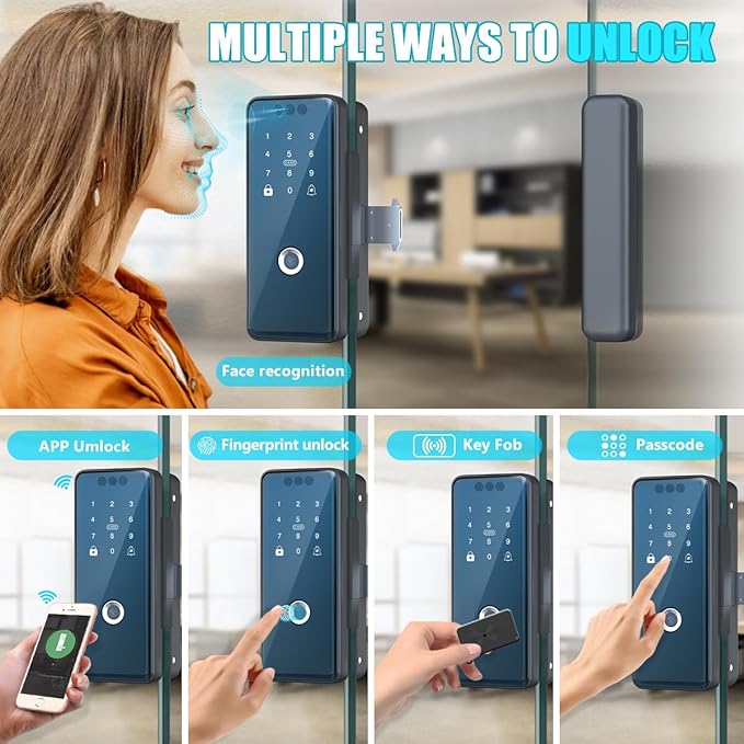Smart Fingerprint Deadbolt Lock with App Control – 5-in-1 Keyless Entry (Fingerprint, App, Passcode, Card, Key), Tuya WiFi Smart Lock for Wooden, Metal & Framed Glass Doors