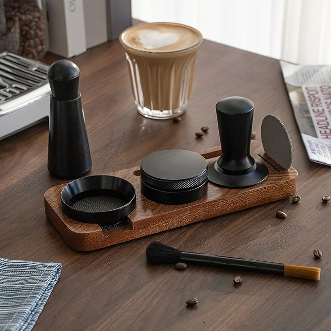 7 PCS Espresso Accessories Kit, Espresso Tamping Station, Coffee Tamper, Coffee Distributor, WDT Tool, Puck Screen, Dosing Funnel, Cleaning Brush, Barista Tools Set (53mm)