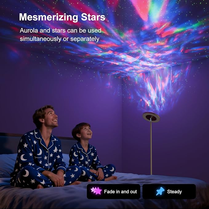 DUSKTEC Floor Lamp with RGB Star Projector, 15W 1400LM Dimmable 4 Color Temperatures LED Standing Lamp with Remote, Modern Tall Corner Lamp for Living Room, Bedroom, Office (Gold)