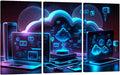 LSIUHWUWI Wall Decor for Bedroom Cloud Storage Communication with Computer Posters and Print 3 Pieces Wall Artwork Stretched And Framed Ready to Hang 20x40inchx3