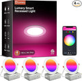 Lumary 4 Inch Smart WiFi Recessed Lights, 9W 780LM Ultra-Thin LED Recessed Lighting, Smart LED Wafer Downlights with Junction Box, Compatible with Alexa/Google Assistant/BT Remote, ETL Listed, 4 Pack