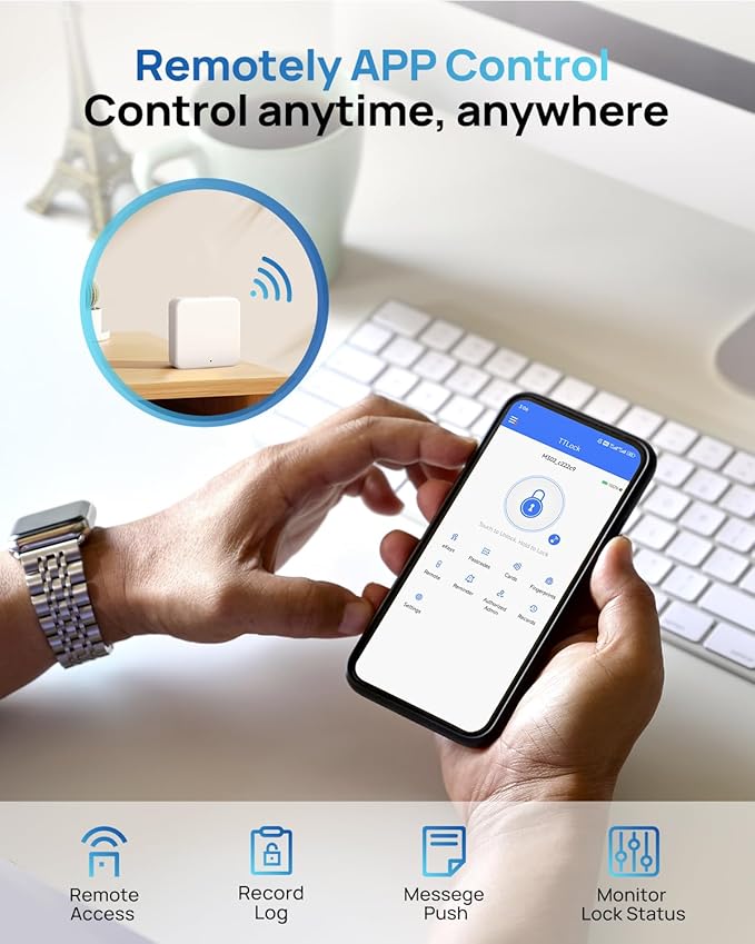 WiFi Front Door Lock Set - Fingerprint Smart Locks Handle Set Keyless Entry APP Smart Control with 2 Lever Handles Auto Lock Electronic Keypad Deadbolt for House Apartment