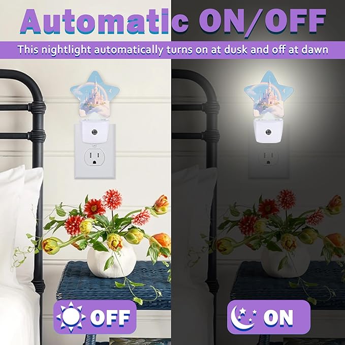Dreamy Castle Night Light for Kids,Princess Rainbow Night Lights Plug Into Wall, Lightweight Dusk to Dawn Light Sensor Warm Nightlights for Girls Boys Bedroom Nursery Basement
