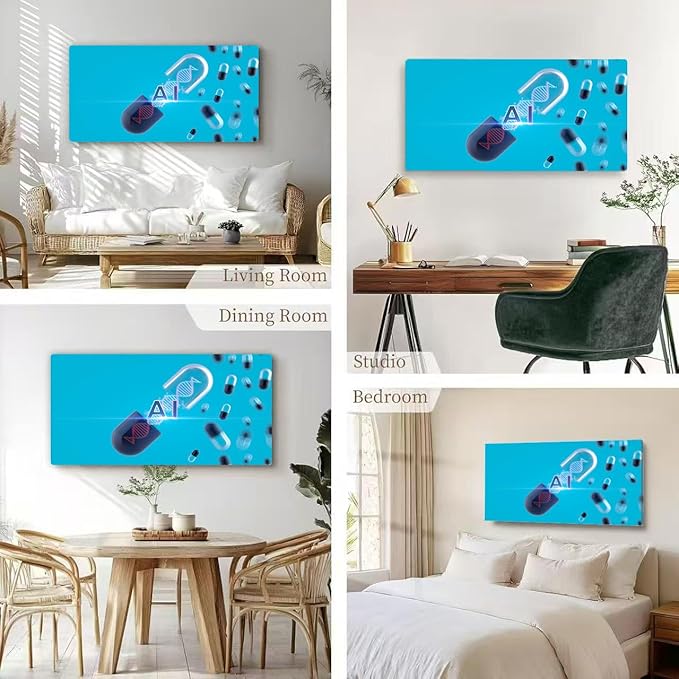 Wibinuki Wall Art Wall Decor Wall Paintings Capsule abstract DNA. AI research, AI - Artificial Intelligence. for Living Room Bedroom Bathroom Home Decor Can Be Hung Directly 20"x 40"