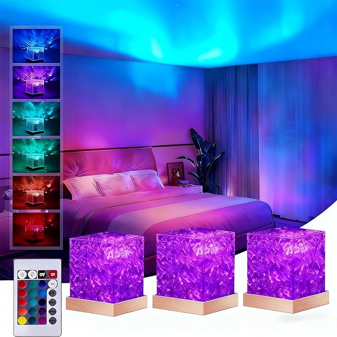 Magical Northern Lights For Your Room, Magic Northern Light, Aurora Night Light Projector With Remote Control, Color-Changing Mood Ocean Light For Home, Relaxation & Decor (16 Colors * 3, Plug-in)