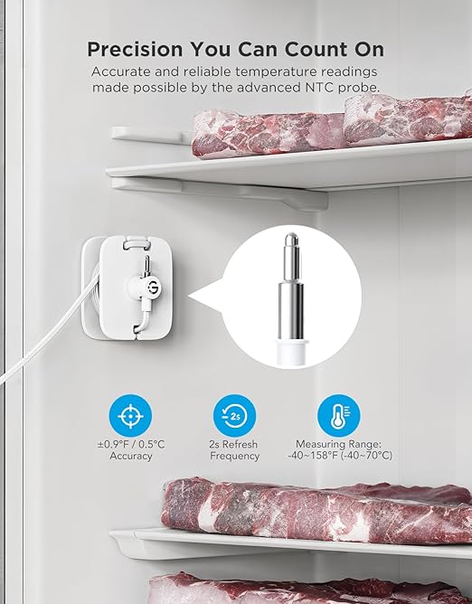 GoveeLife Refrigerator Freezer Thermometer 2 Pack, Bluetooth Temperature Sensor with Alarm, Smart APP Alerts for Fridge/Freezer/Tub(WiFi Gateway Not Included)