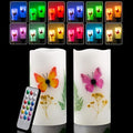 Flameless Candle with Remote Control, Battery Operated LED Candle Color Changing Electric Candles, with Flickering Timer Dimmer Feature, Christmas Home Decorations, 3 x 6 inches, Set of 2