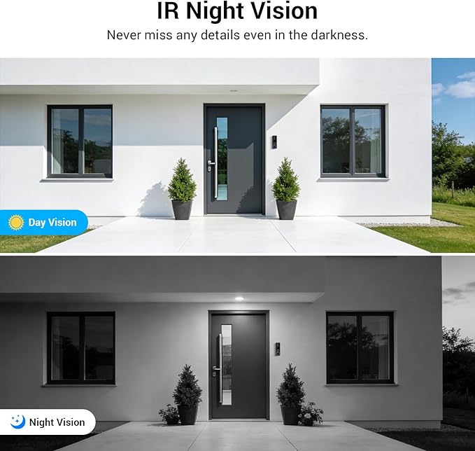 1080p Wireless Wi-Fi Video Doorbell Dome Cameras with AI Human Motion Detection, Battery Powered, 2.4G WiFi, Night Vision, 2 Way Talk, Cloud Storage (Sold Separately)