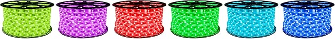 Cbconcept 120VSMD5050-46M-RGB 150-Feet RGB Color Changing 120-Volt High Output SMD5050 Flexible Flat LED Strip Rope Light