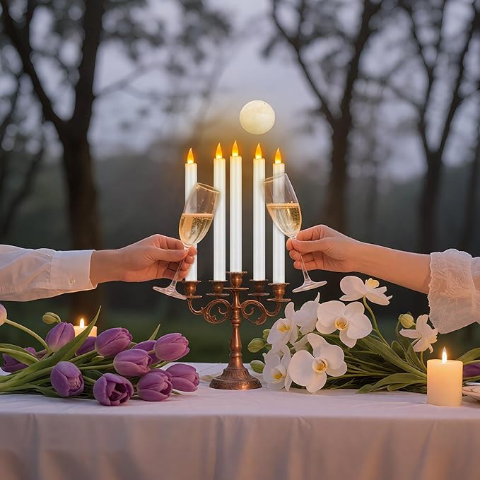 Flameless Taper Candles 10" Dripless Battery Operated Taper Candles Included Remote Timer 400+ Hours by 2AA Batteries for Halloween Christmas Wedding (White, 24 Pack)