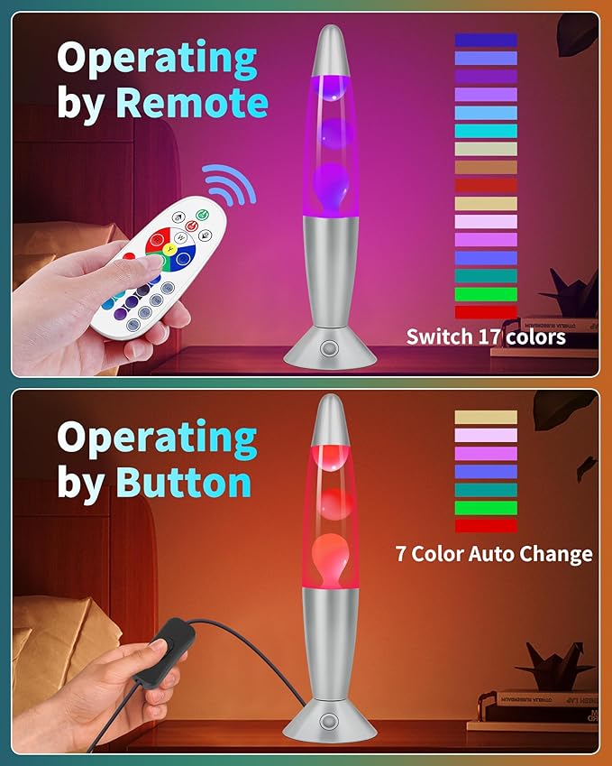 16 Inch Large LED Liquid Motion Lamps with Remote Control, 17 Color Changing Lamp LED Night Light Table Mood Lamp for Living Room Bedroom Office, Christmas Holiday Birthday Gifts for Adults Boys Girls