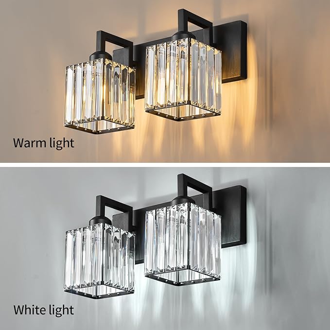 19.5" KnurledBrassWallSconcesSetof2,BronzeBathroomVanityLightFixtureswithWaterRipplesGlassTube,ModernLampforBedroom,LivingRoom,Hallway,Staise,Mirror,Kitchen