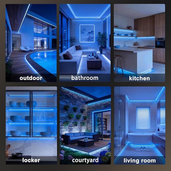 OMIKA Blue 33FT COB LED Strip Lights Outdoor Waterproof, 3200 LED Plug in Strip Light PVC Casing Tape Light Flexible with Self-Adhesive Timer Dimmable for House Garden Camping DIY