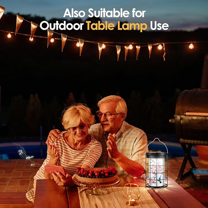 Hummingbird Solar Lanterns Outdoor Waterproof, Solar & USB Dual Charging Options, Garden Decor Hanging Lights, Gifts for Mom Grandma Girlfriend Daughter Wife, Large