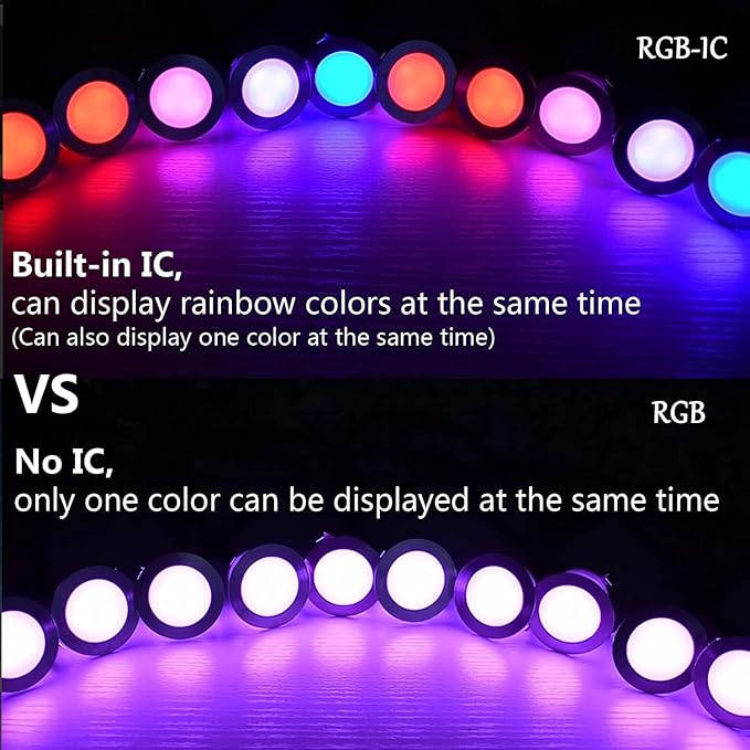 LED Deck Lights Kit, 30 Pack 1.77" Smart RGBW+IC Outdoor Lights | Low Voltage Recessed Deck & Step Lights | IP67 Waterproof Landscape Lighting for Stairs, Pool Deck & Garden | Works with Alexa/Google