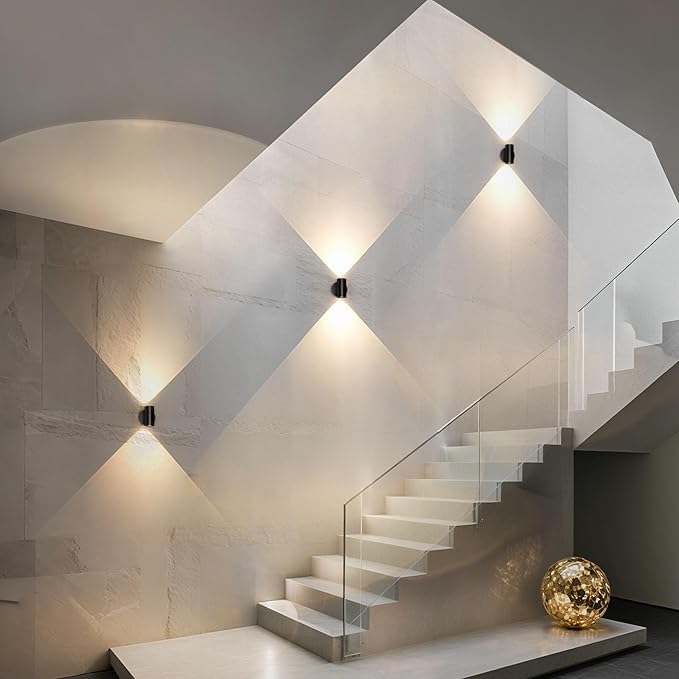 Tubicen Up Down Wall Sconce Indoor Black Cylinder Sconces Wall Lighting 7W Bright LED Dimmable Wall Light for Living Room Hallway Stairway Home Theater Lights 3000K Hardwired 5.4" H Small