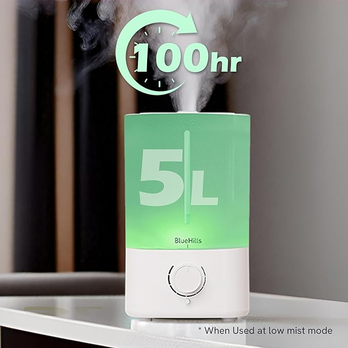 BlueHills Premium Set of Two Large 5000 ML XL and 4000 ML Essential Oil Diffusers Humidifier Combo for Large Room Home with Décor LED Lights Great Gift – Value Pack of White and Wood Grain