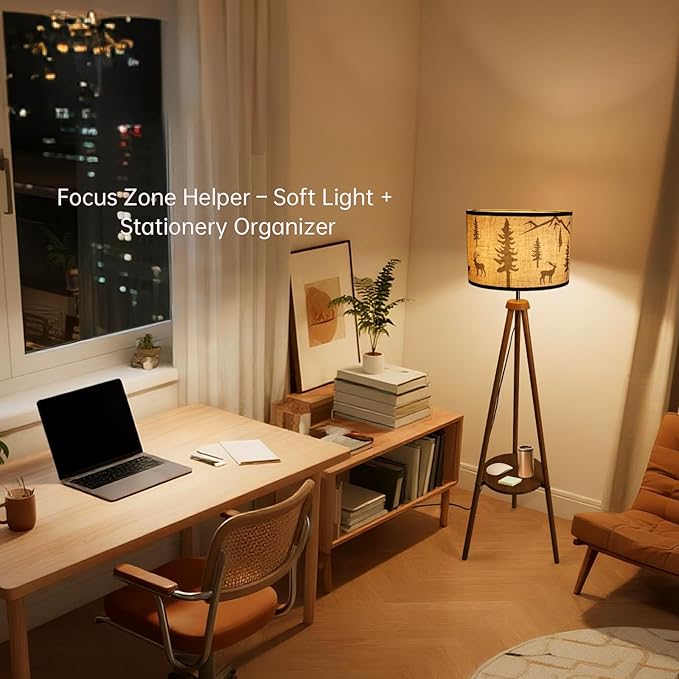 Tripod Floor Lamps for Living Room Tall Standing Lamp Modern Floor Lamp with Fabric Shades,Dimmable Floor Lamp Industrial Reading Light for Living Room,Bedroom,Office